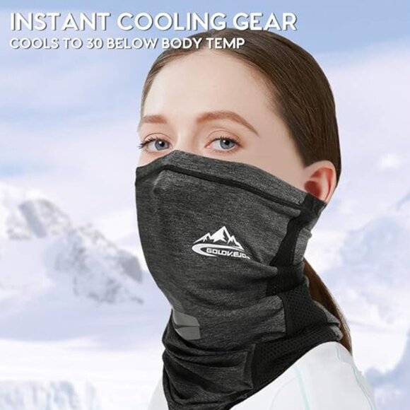 Black Gray Cinchable Gaiter - Picture 2 of 11